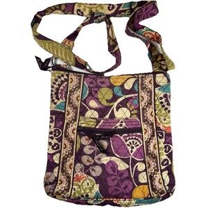 Vera Bradley Cross Over Purse Purple Paisley Quilted Hipster Bag‎ 11 X 11 EUC